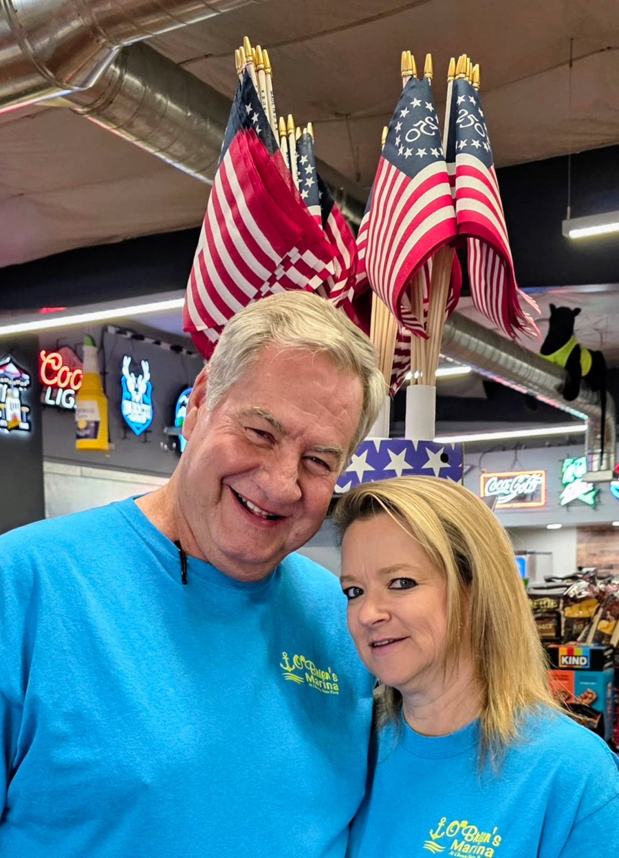 Kevin and Stephanie O'Brien at the Cheney Lake marina